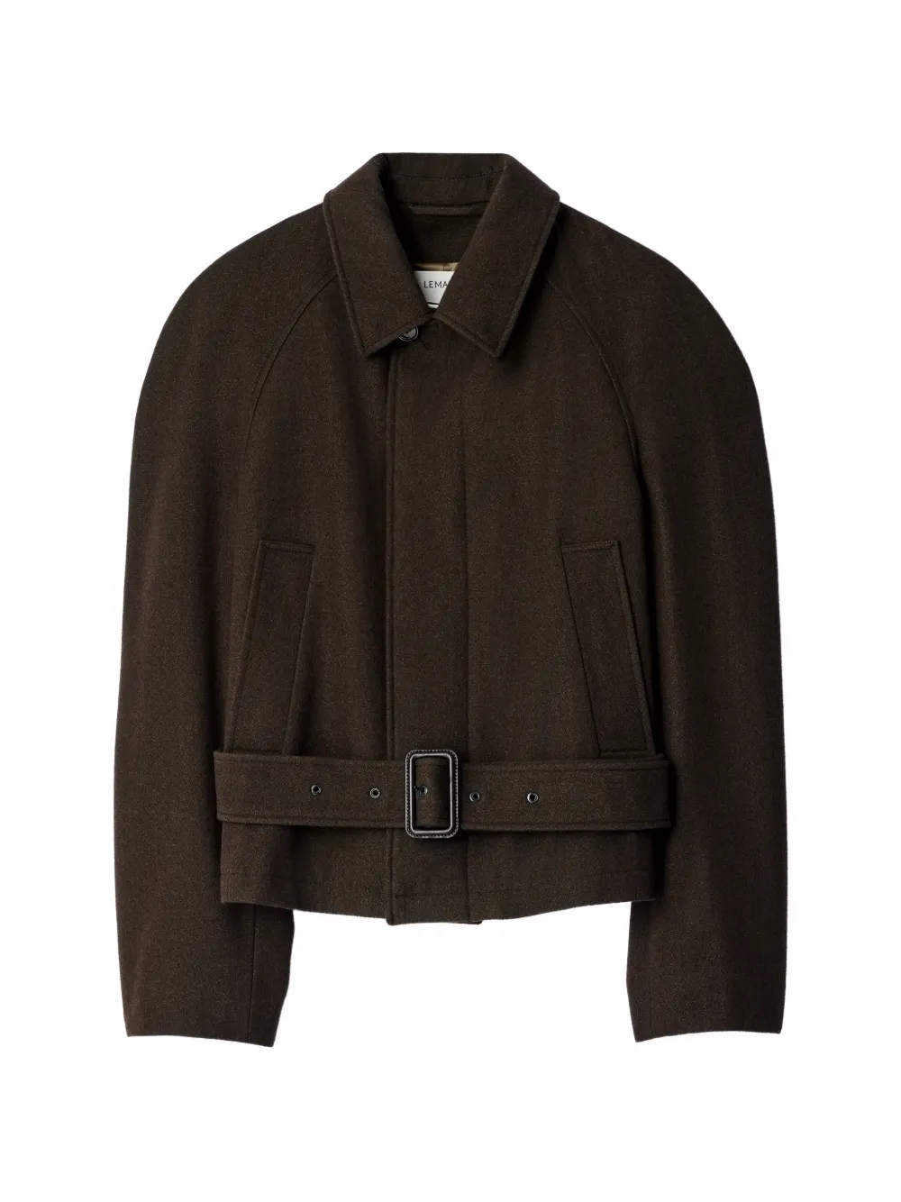 LEMAIRE Wollen en katoenen-twill jas met ceintuur Bruin
