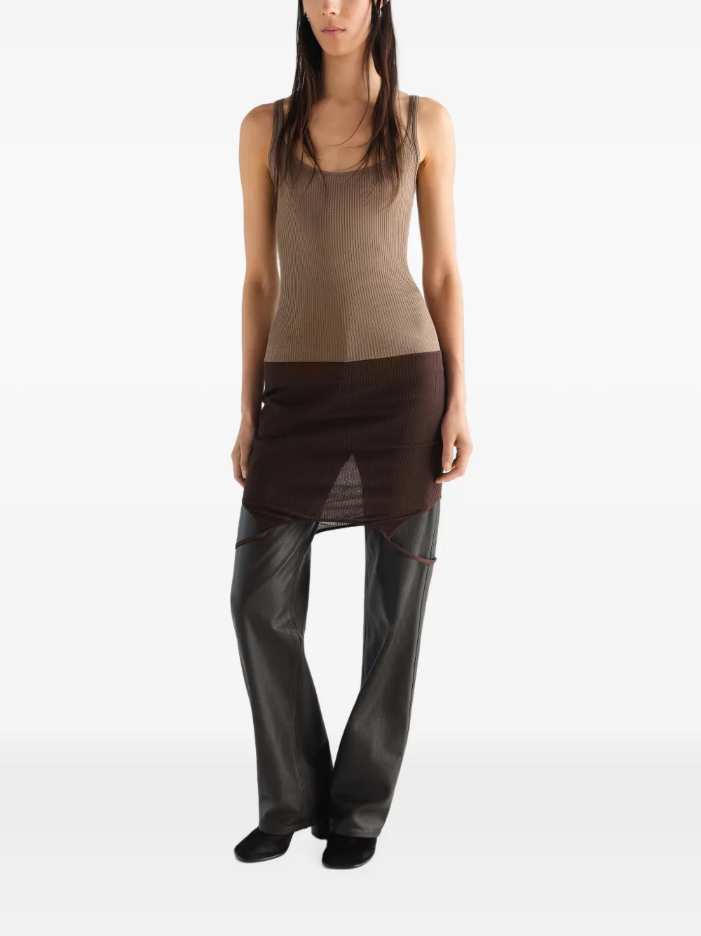 LEMAIRE Trompe-l'oeil tanktop van zijde- en viscoseblend Bruin