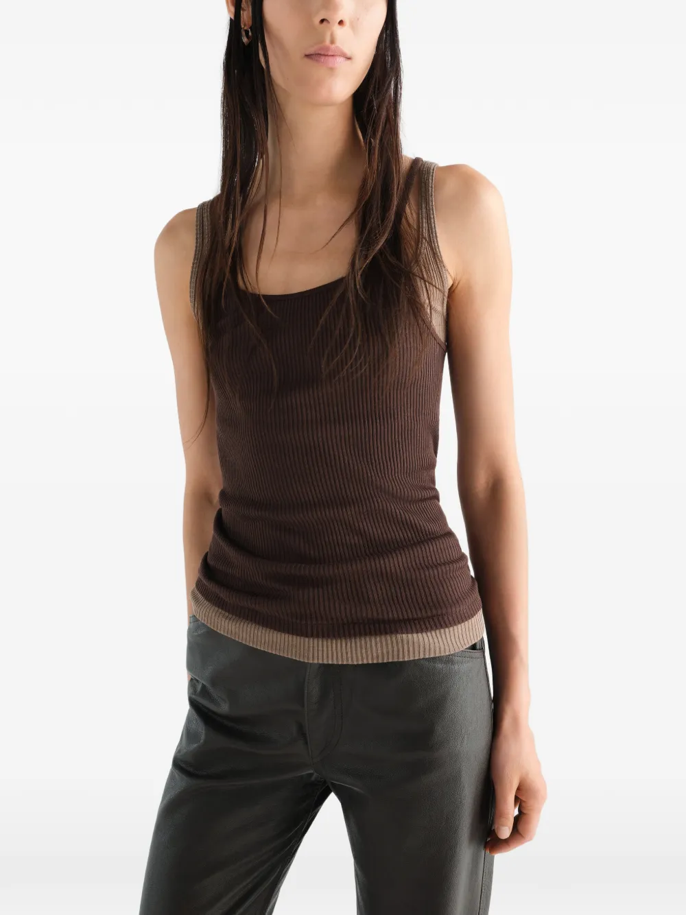 LEMAIRE Trompe-l'oeil tanktop van zijde- en viscoseblend Bruin