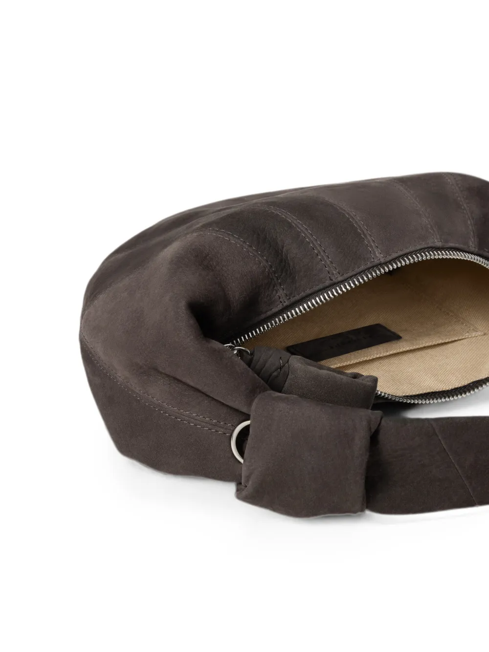 LEMAIRE Fortune Croissant mini-tas van alpaca nubuck Bruin