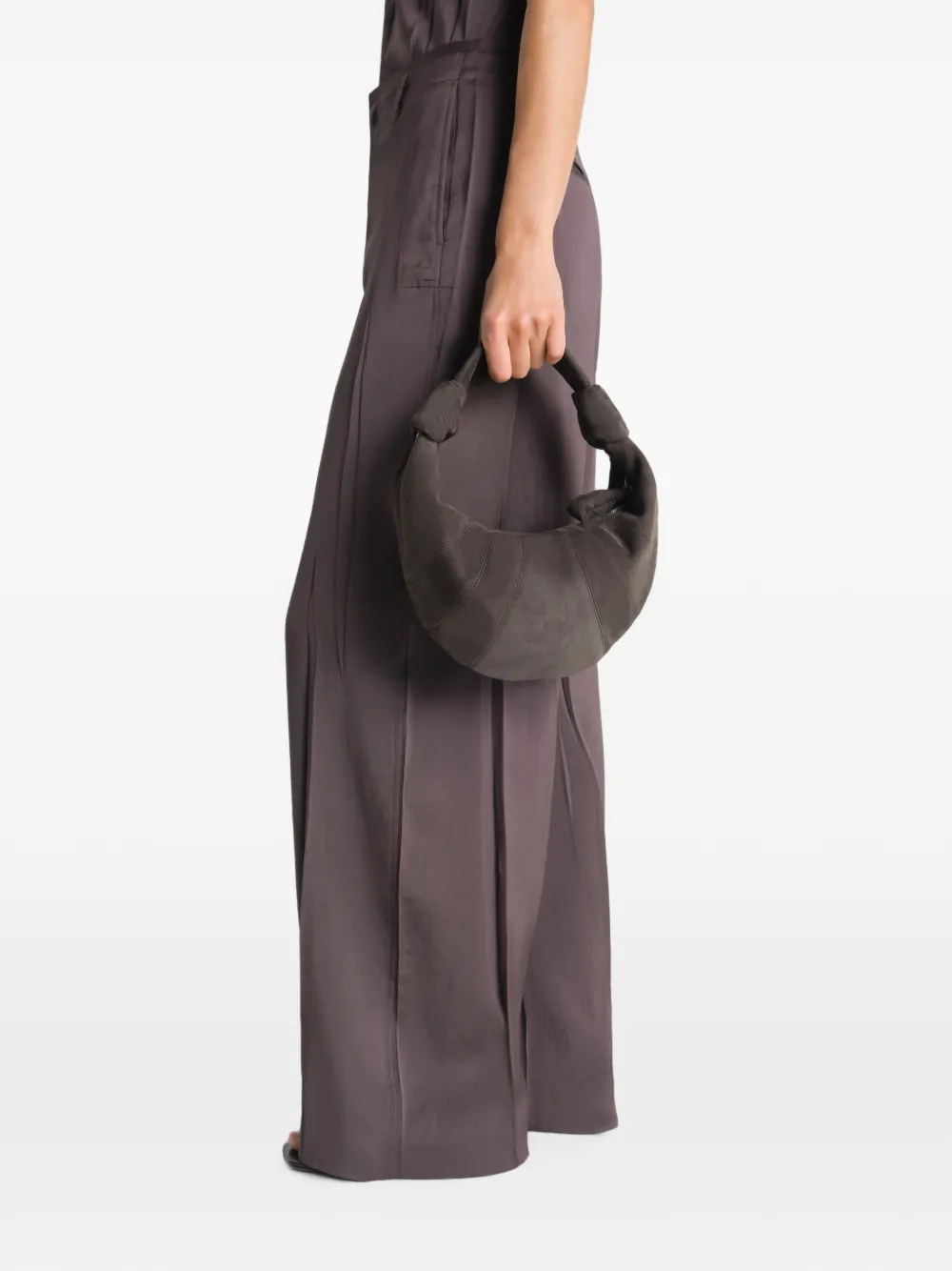 LEMAIRE Fortune Croissant mini-tas van alpaca nubuck Bruin
