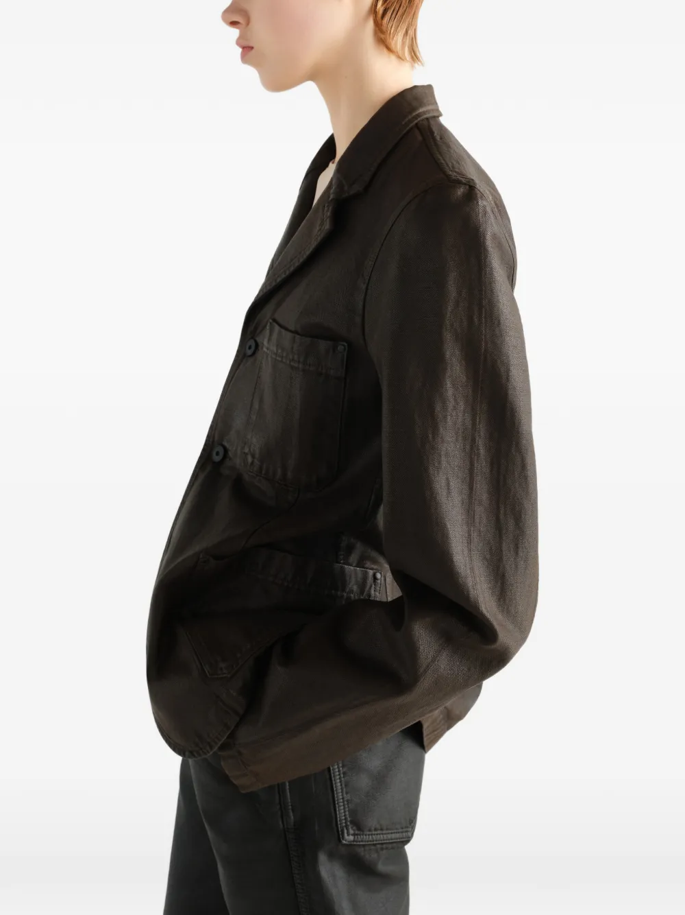 LEMAIRE Workwear getailleerd jack van gecoat twill Bruin