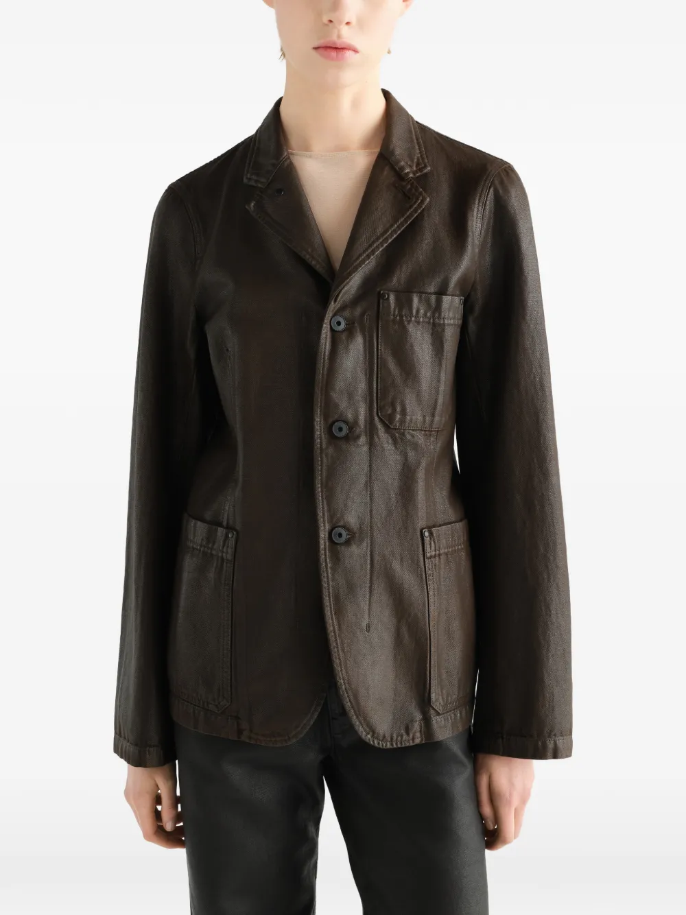 LEMAIRE Workwear getailleerd jack van gecoat twill Bruin