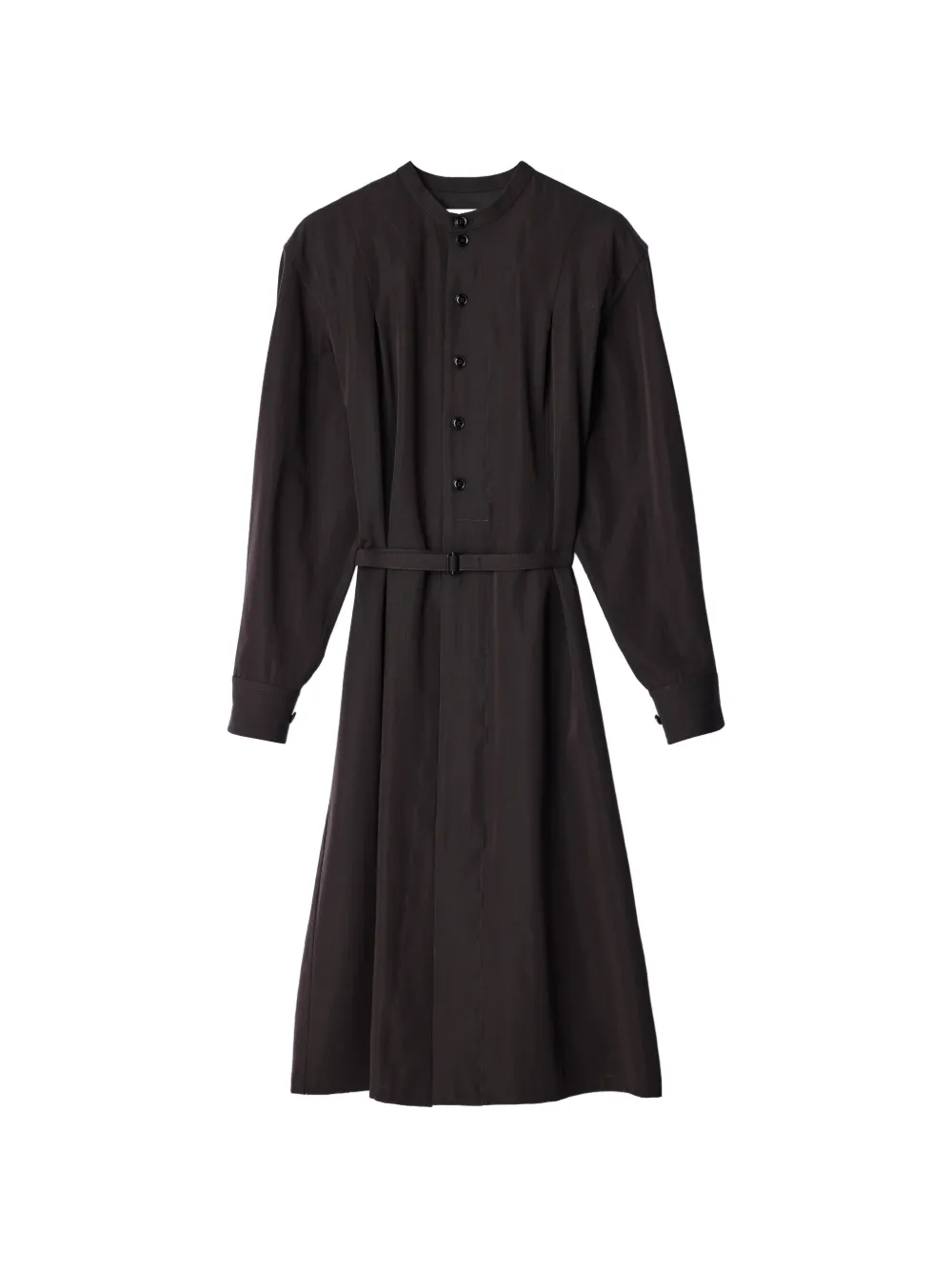 LEMAIRE belted dress in wool gabardine - Brown