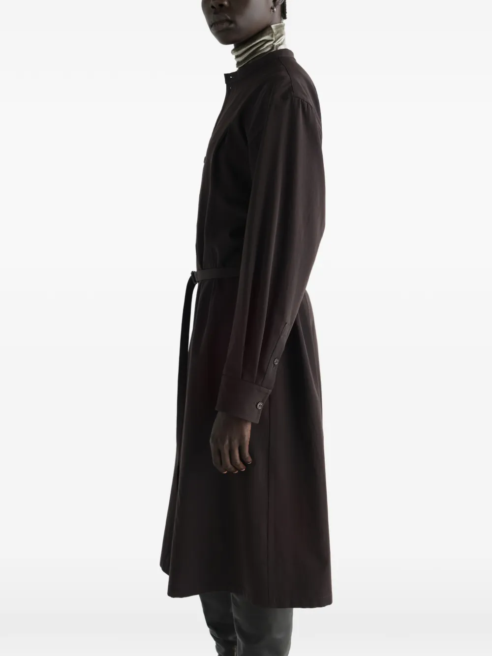 LEMAIRE Wollen gabardine jurk met ceintuur Bruin