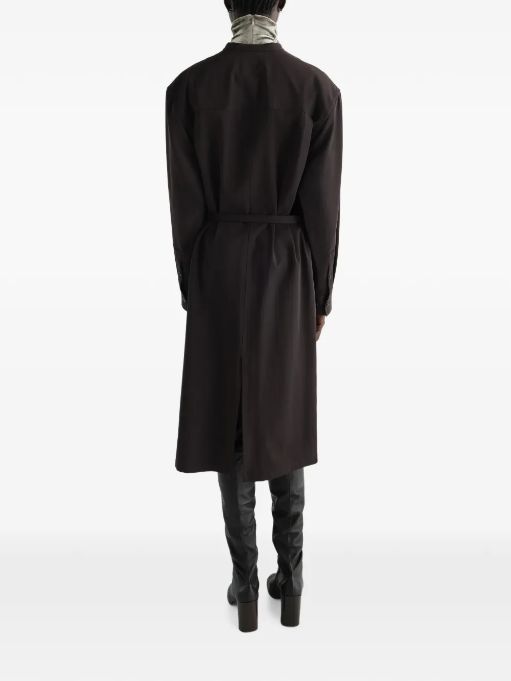 LEMAIRE Wollen gabardine jurk met ceintuur Bruin