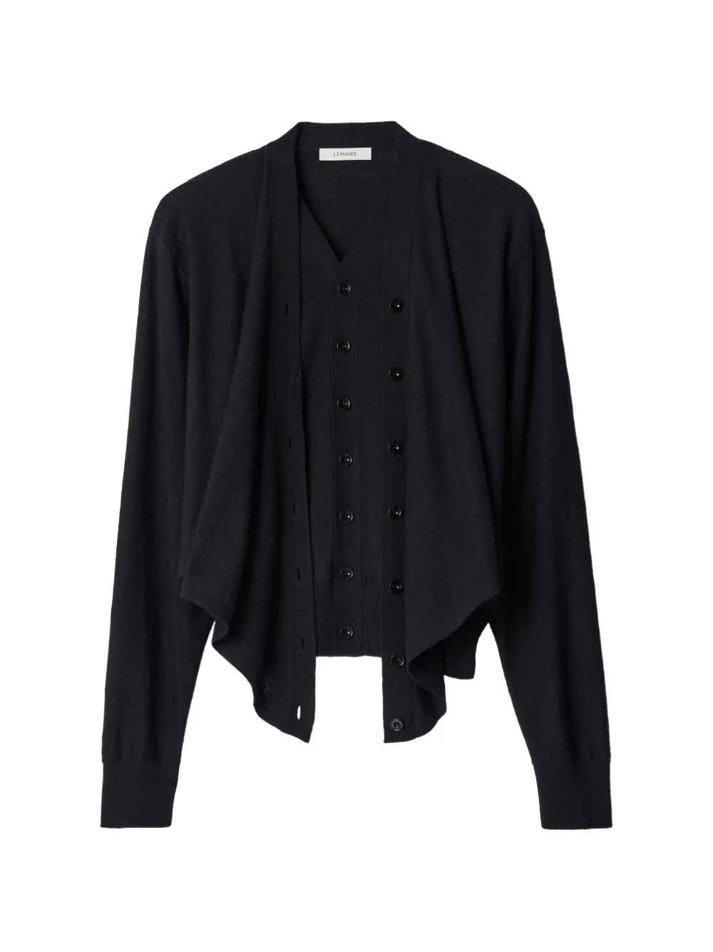 LEMAIRE Cardigan Trompe-L'oeil in misto lana merino - Nero