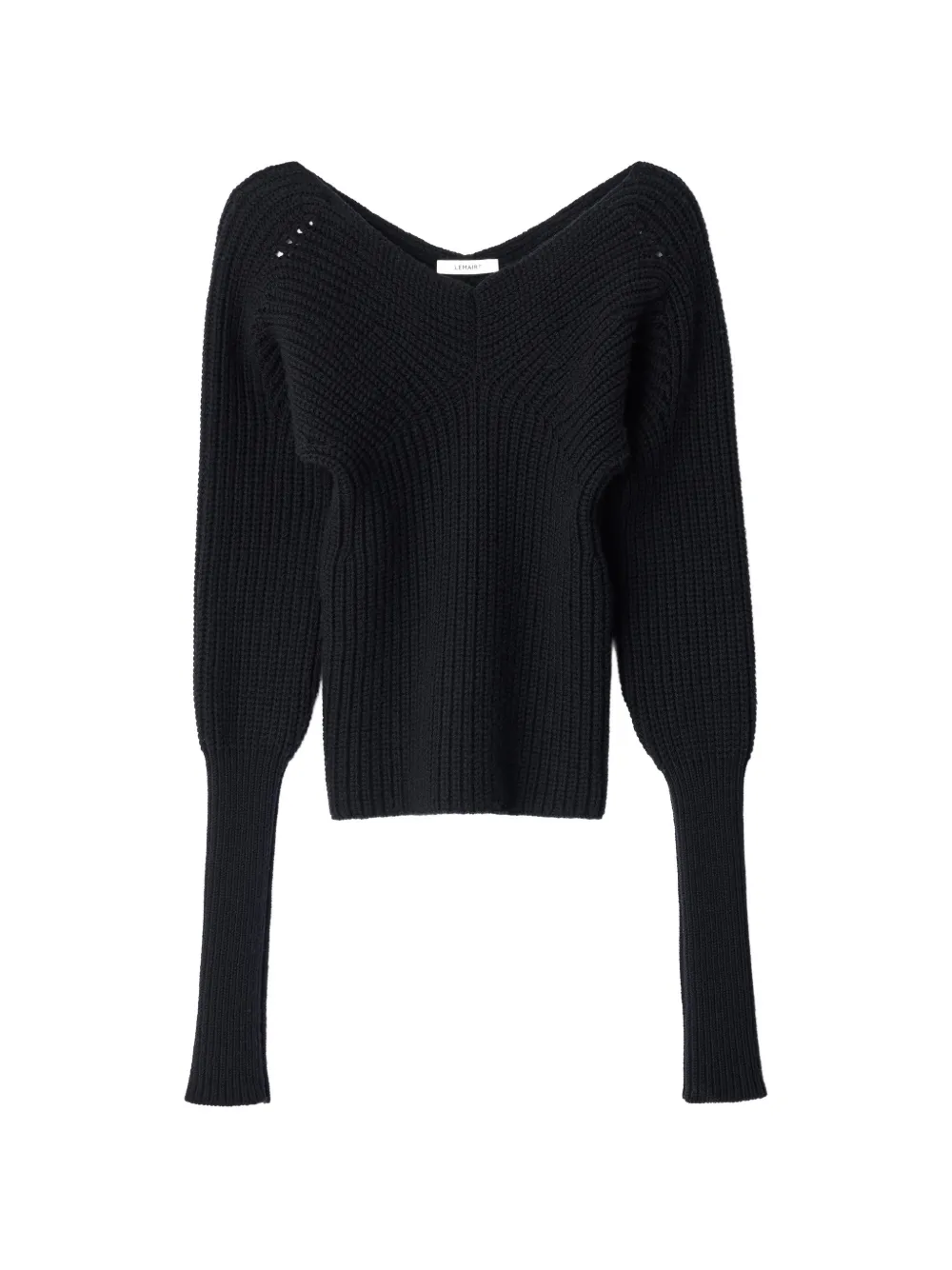LEMAIRE off-shoulder sweater in worsted wool - Schwarz