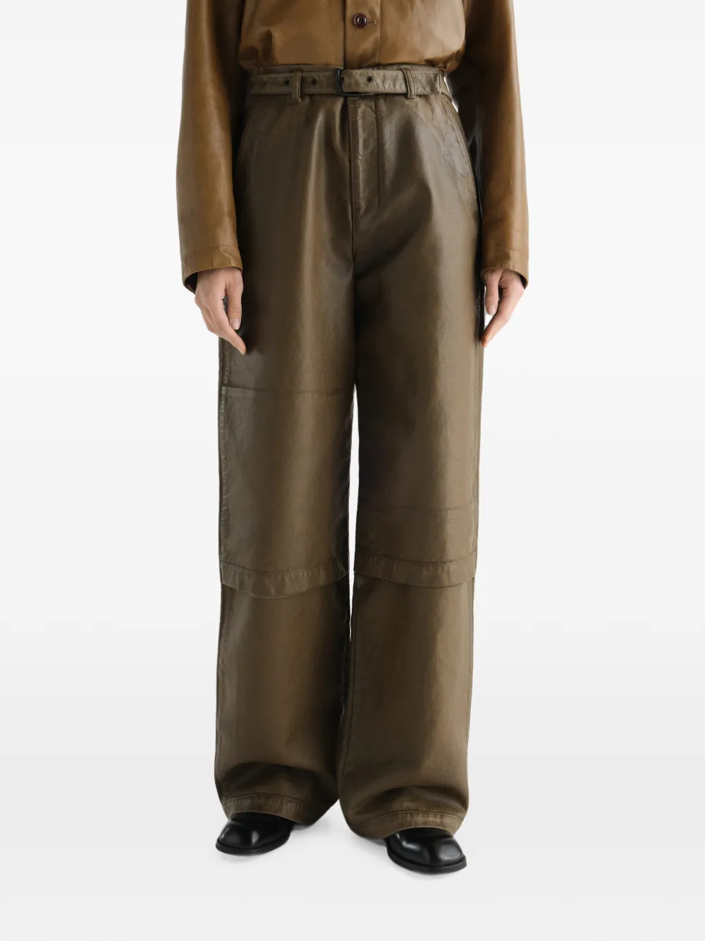 LEMAIRE Work broek van gecoat twill Groen