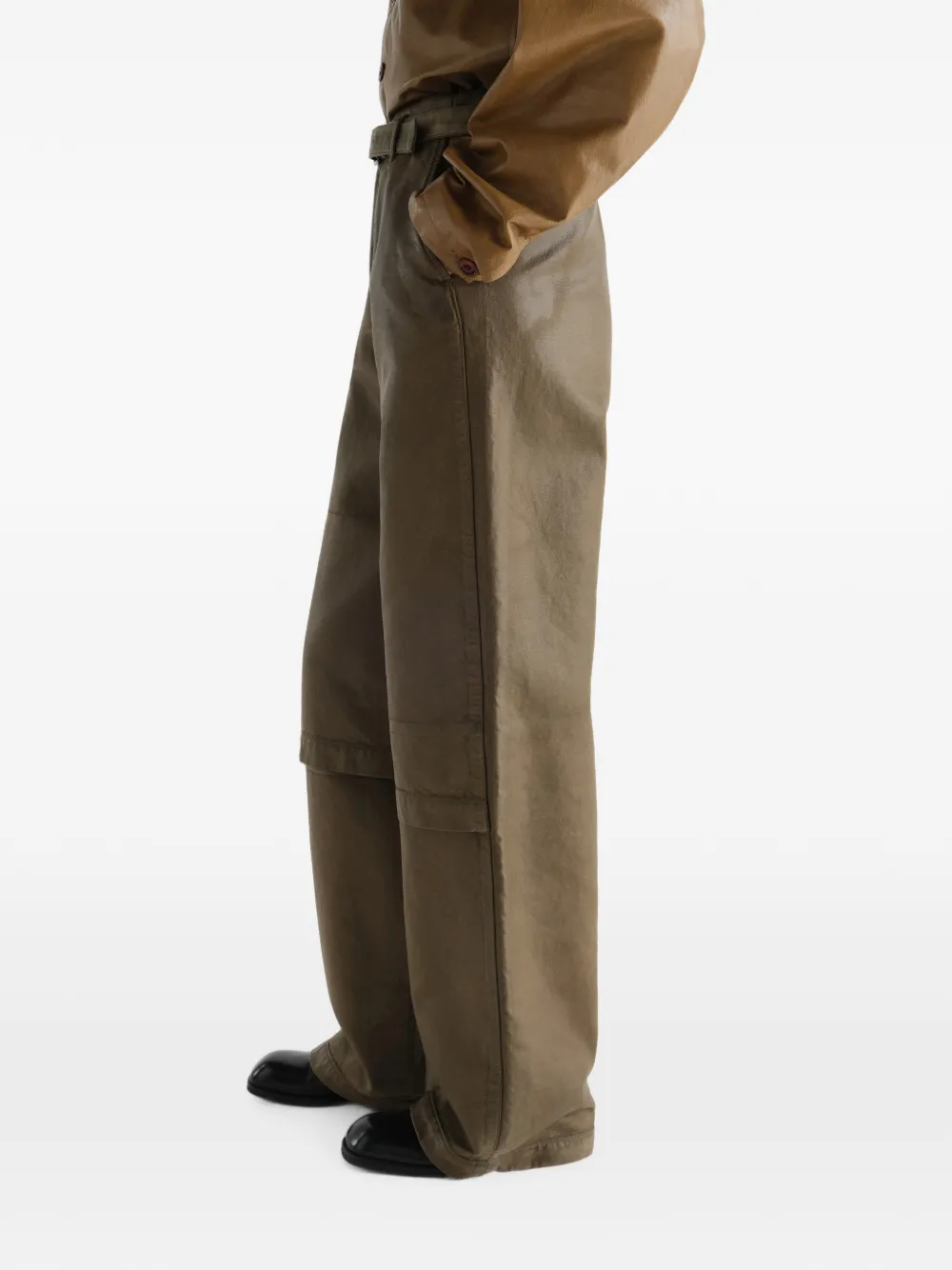 LEMAIRE Work broek van gecoat twill Groen