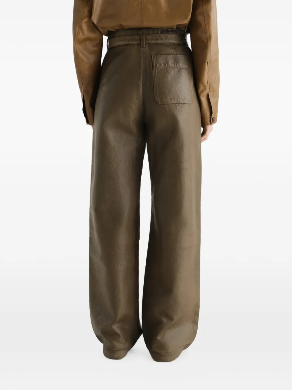 LEMAIRE Work broek van gecoat twill Groen