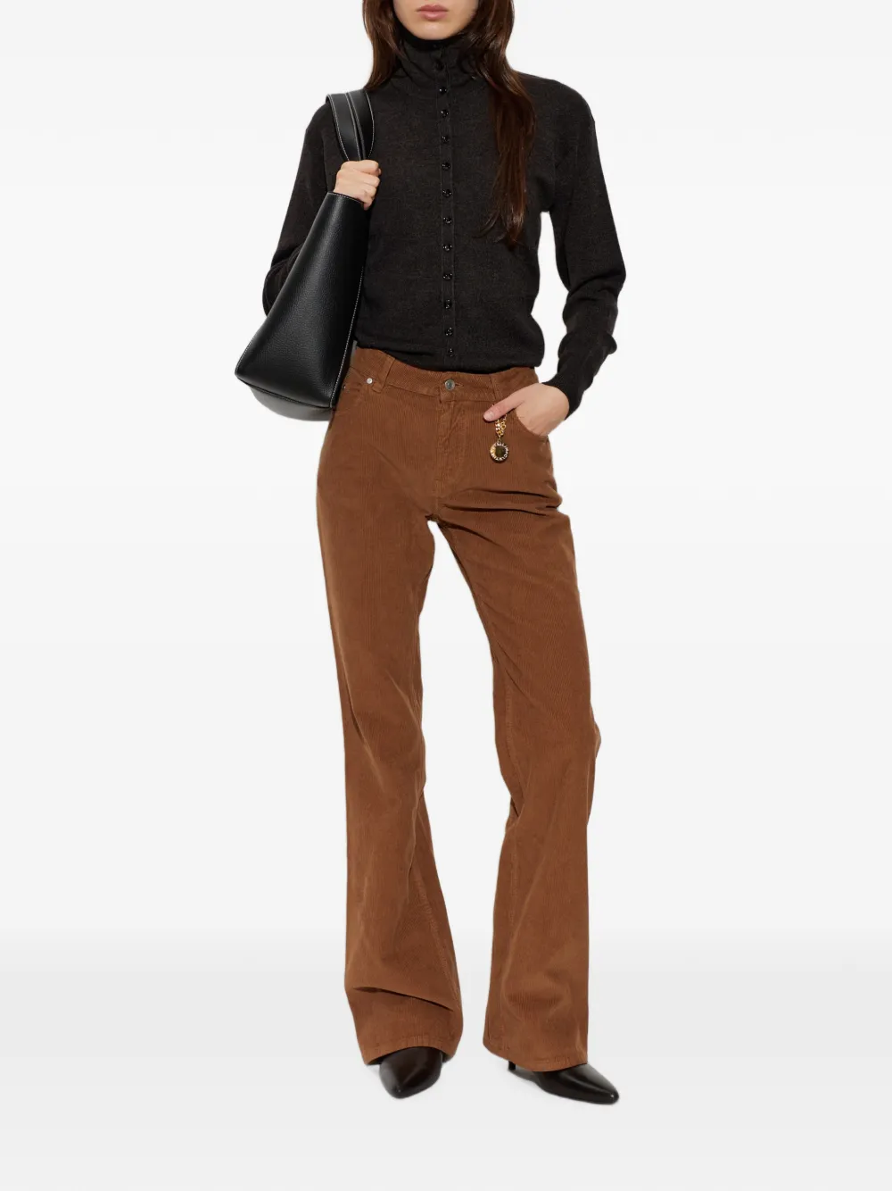 Stella McCartney Straight jeans met ribfluwelen effect Bruin