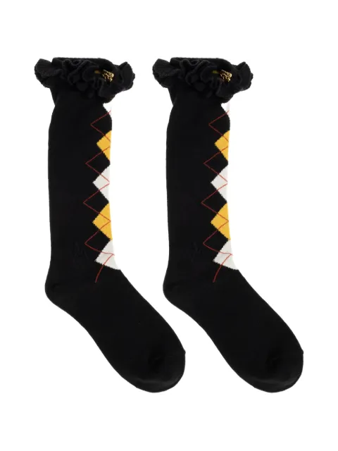 GANNI calcetines de punto de rombos con volantes