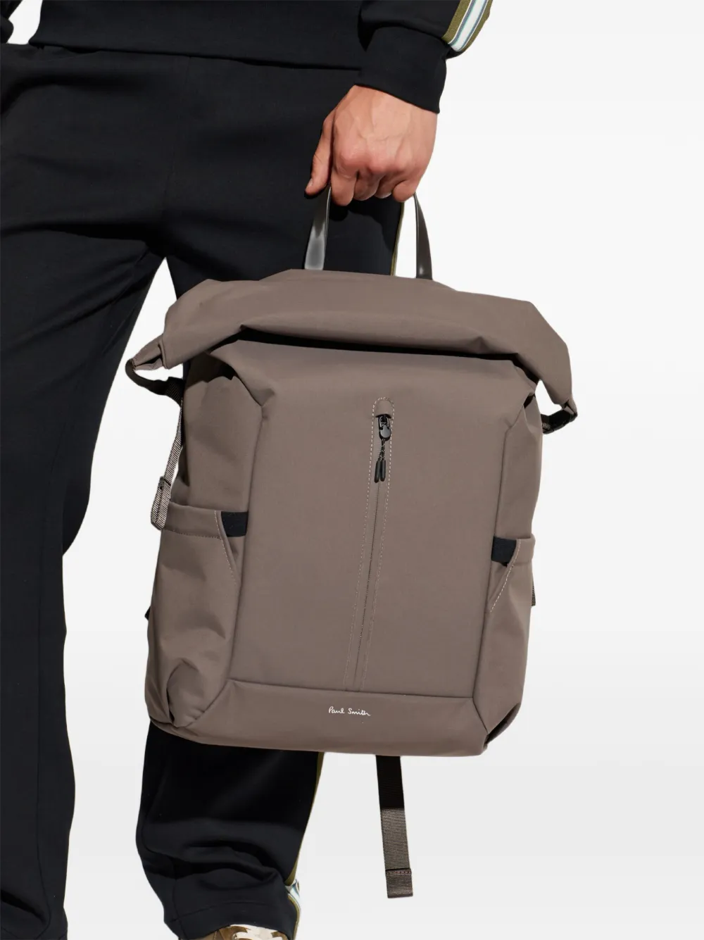 Paul Smith Rugzak met gerolde bovenkant en logo‐print Bruin