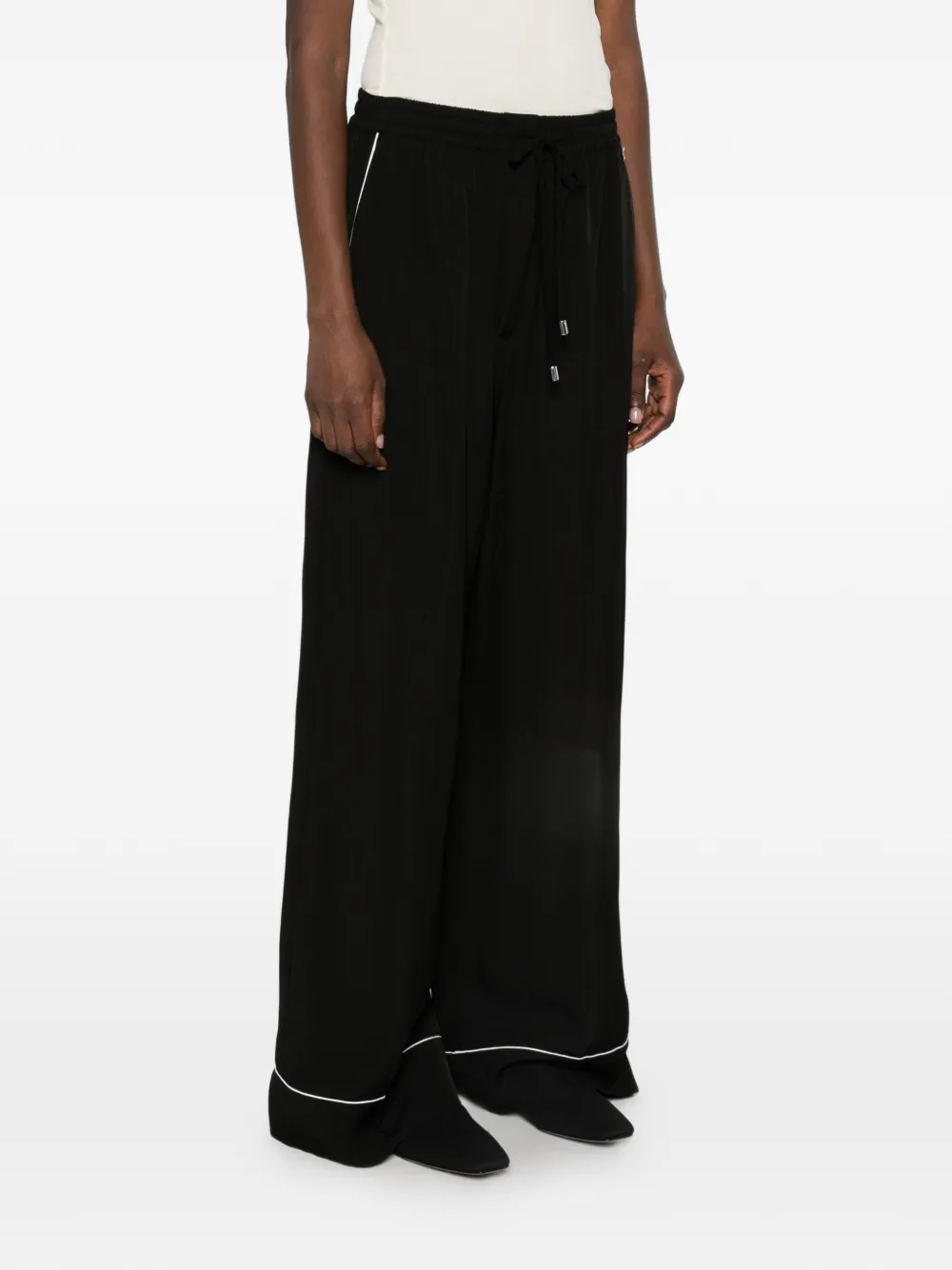 Sportmax Broek met trekkoordtaille en afwerking Zwart