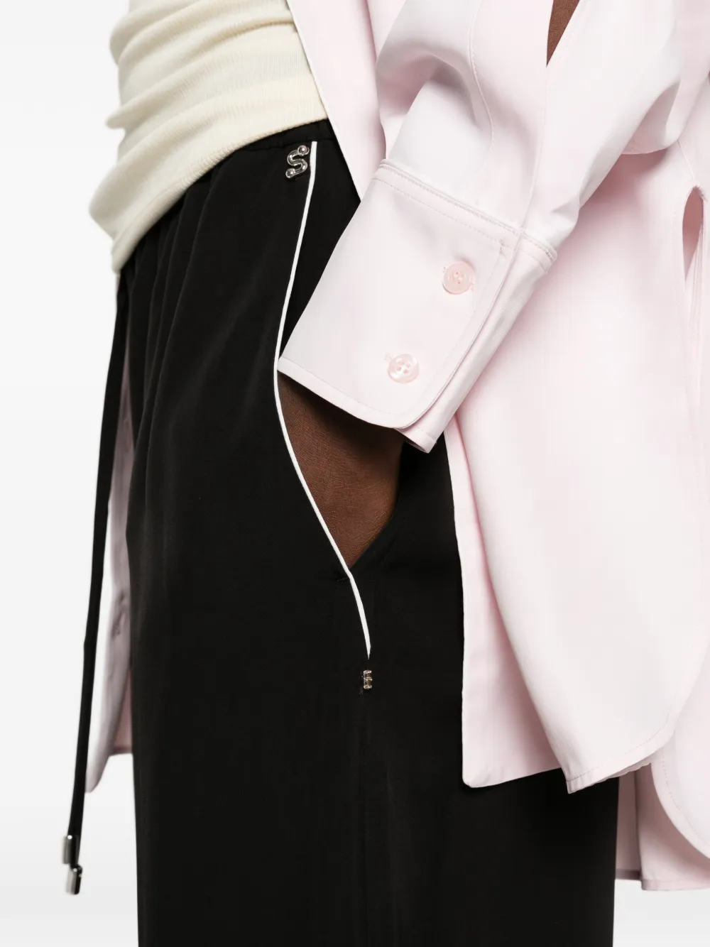 Sportmax Broek met trekkoordtaille en afwerking Zwart