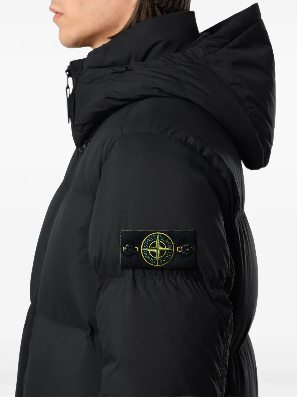 Stone Island Gewatteerd jack met Compass-patch Zwart
