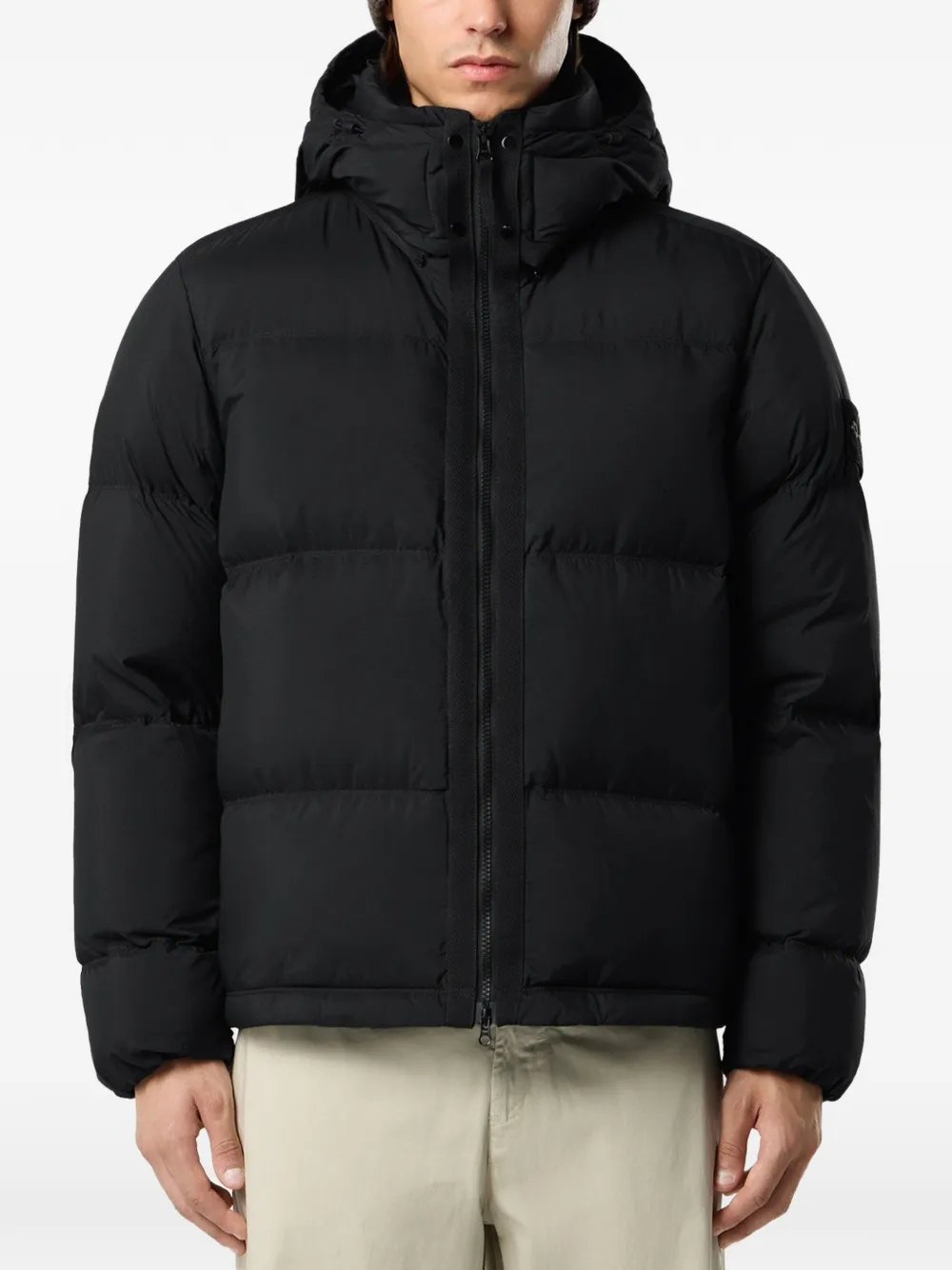 Stone Island Gewatteerd jack met Compass-patch Zwart