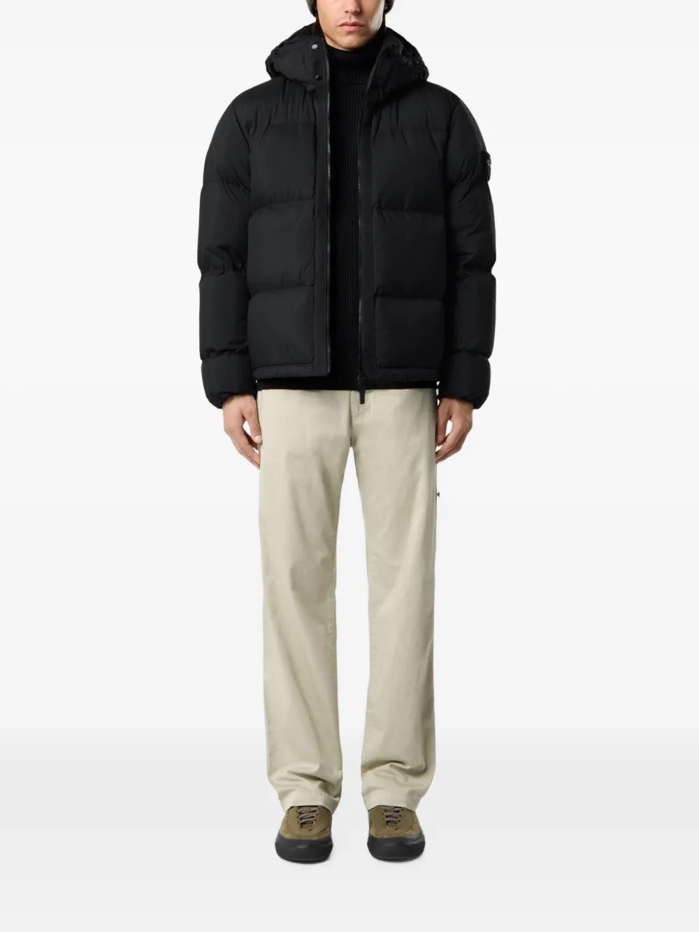 Stone Island Gewatteerd jack met Compass-patch Zwart