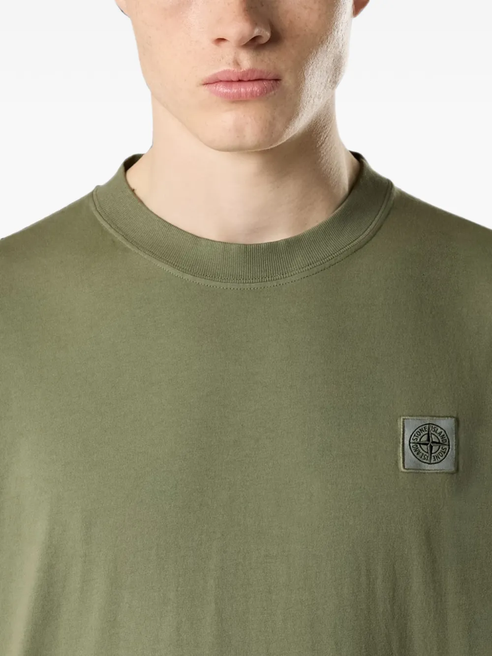 Stone Island 2100030 gekamd biologisch katoenen jersey T-shirt Groen
