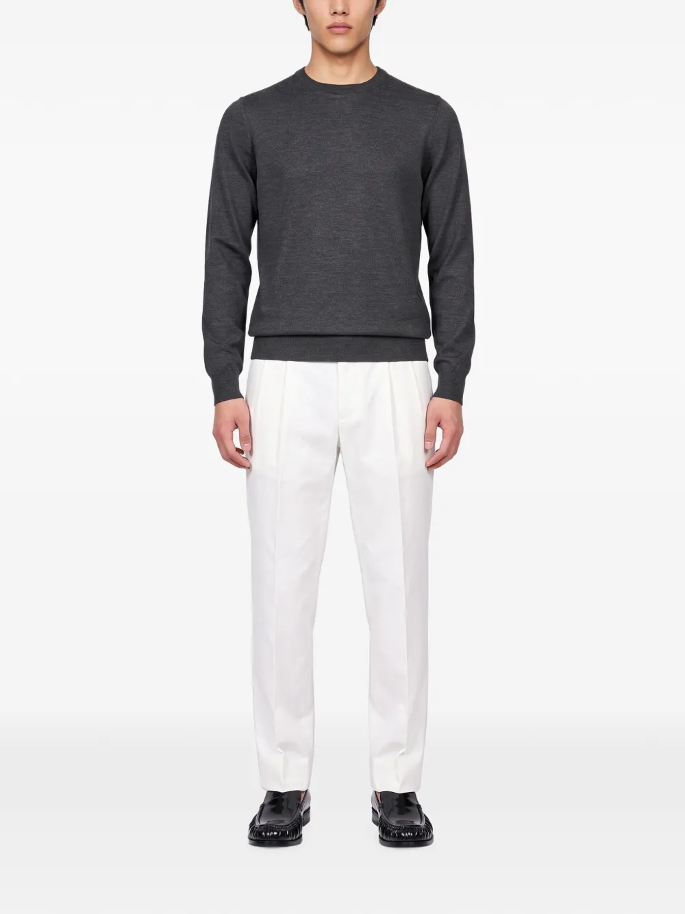 Tagliatore crew-neck fine-knit sweater Grijs