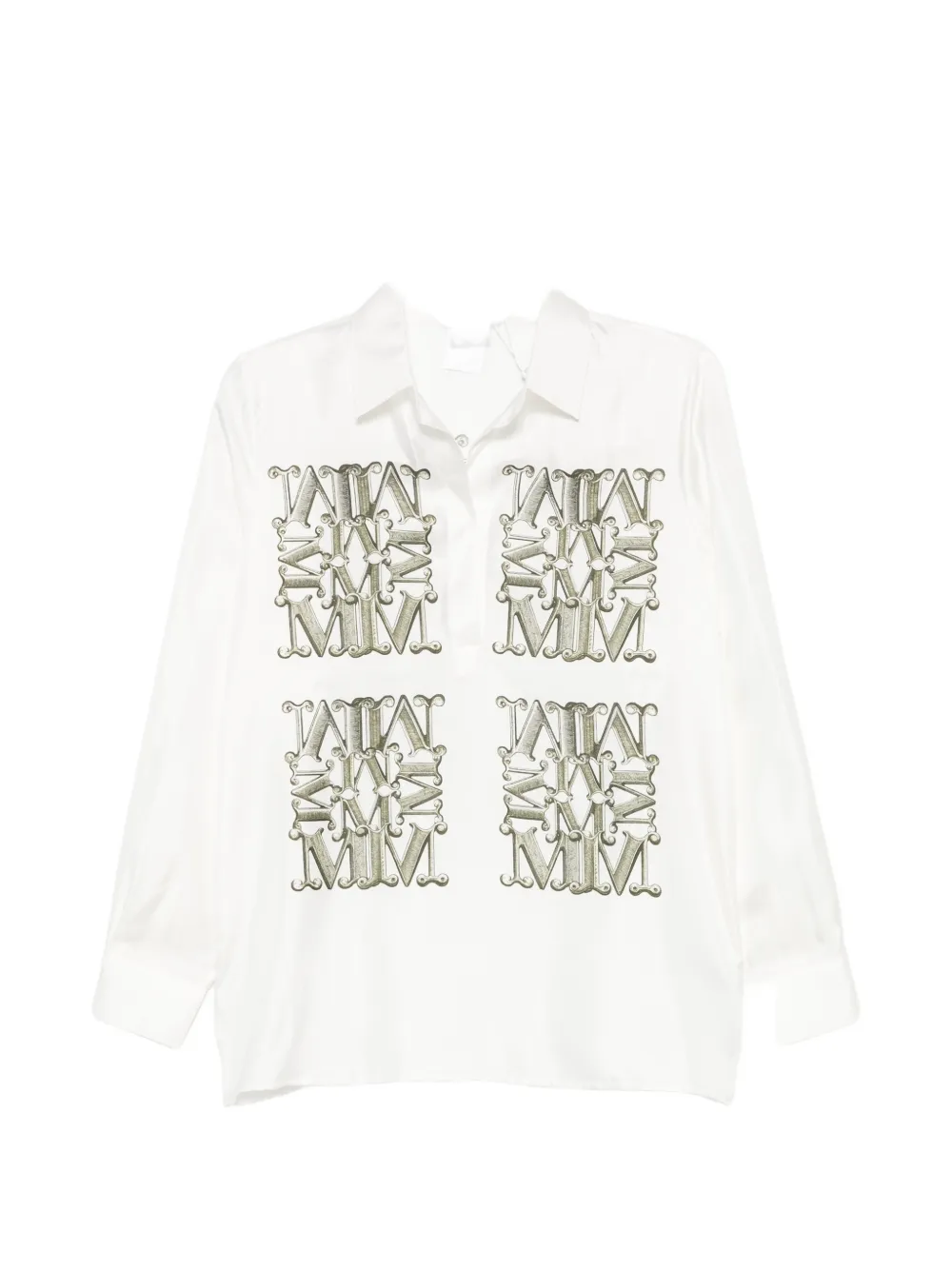 Max Mara Logo-print Long-sleeve Shirt In White