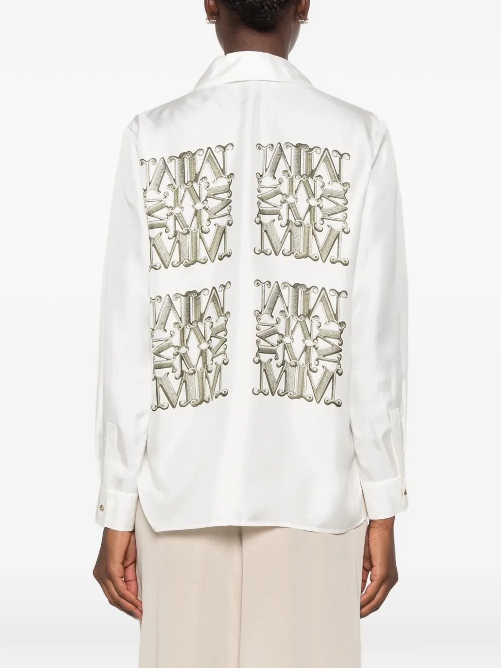 Max Mara Zijden blouse met besque-print Wit
