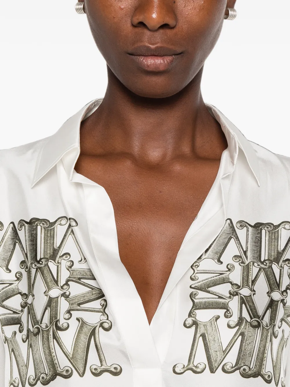 Max Mara Zijden blouse met besque-print Wit
