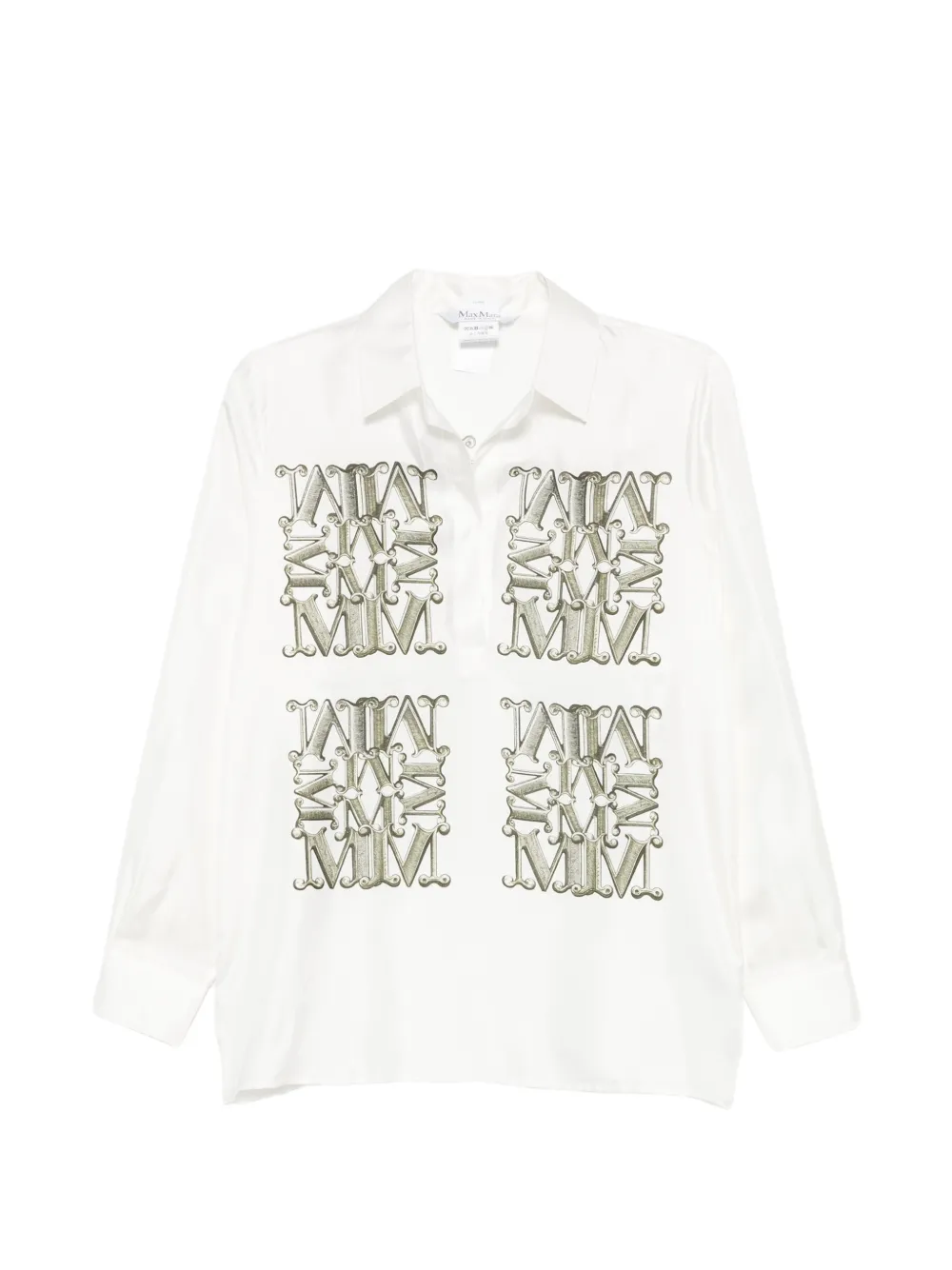 Max Mara logo-print long-sleeve shirt - White