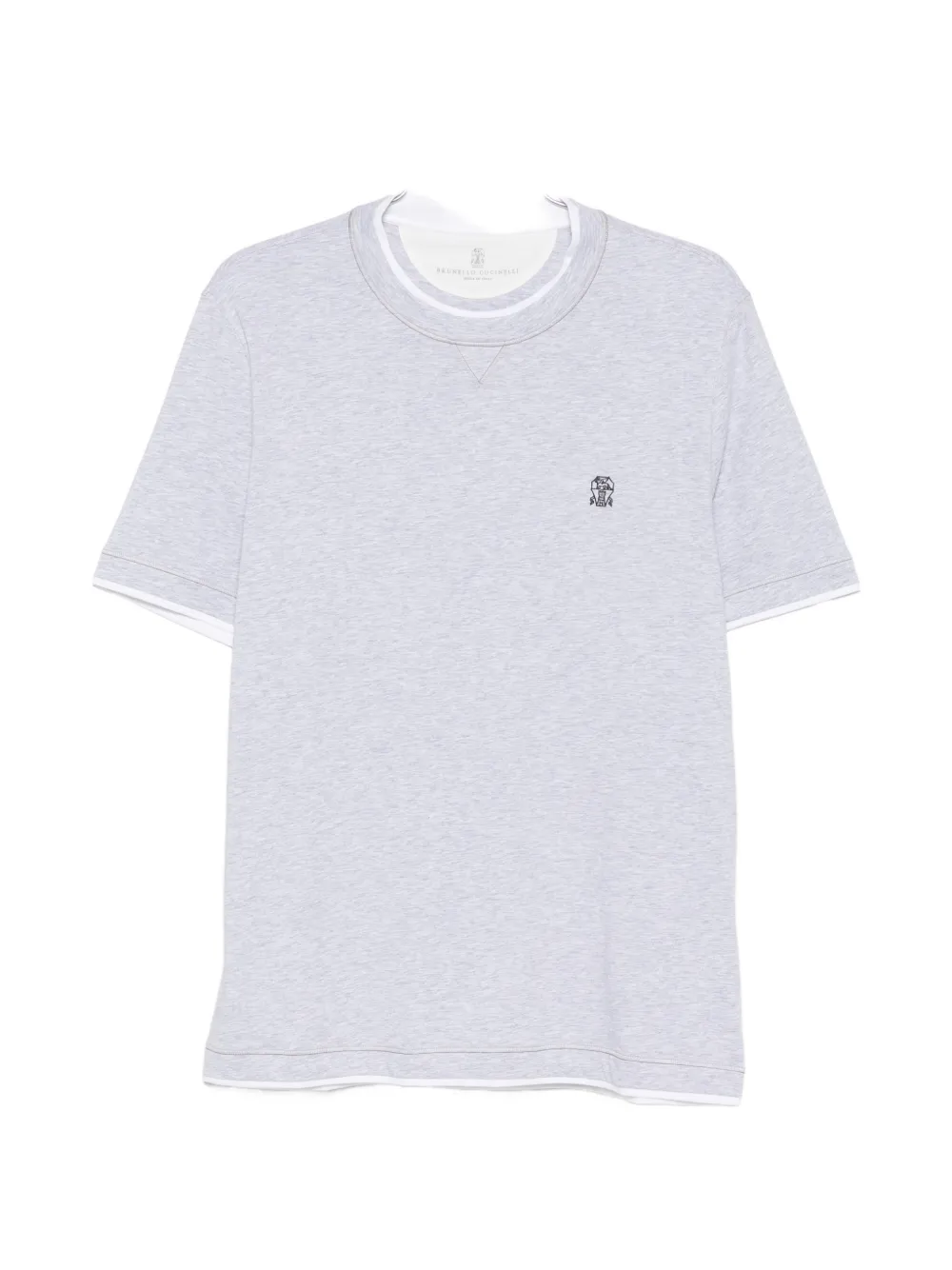 Brunello Cucinelli logo-embroidered crew-neck T-shirt - Grau