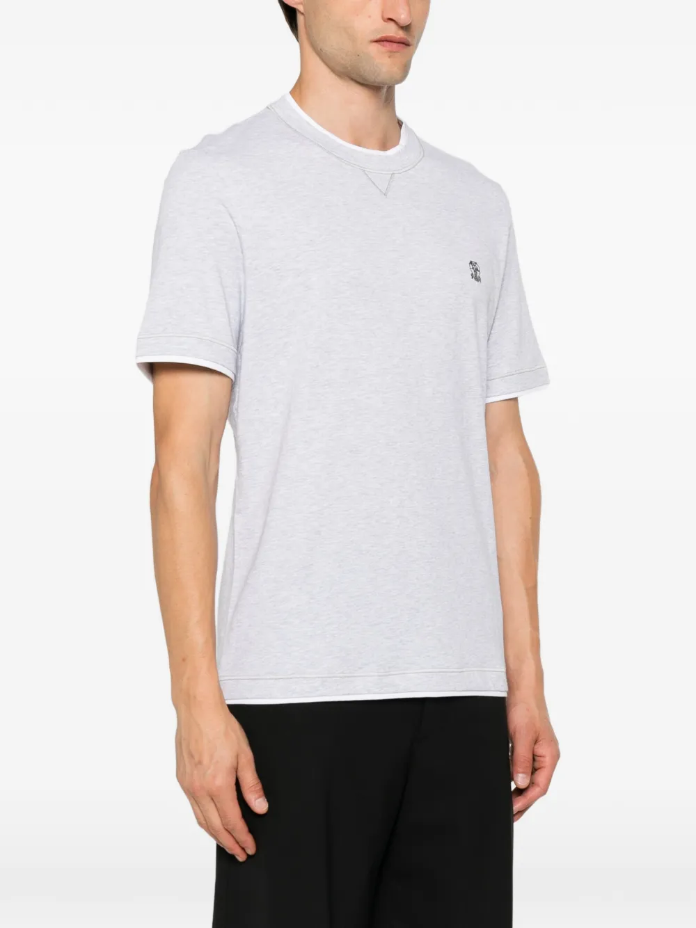 Brunello Cucinelli T-shirt met geborduurd logo Grijs