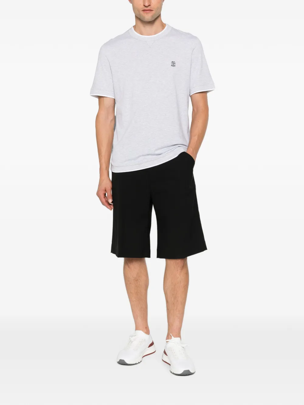Brunello Cucinelli T-shirt met geborduurd logo Grijs