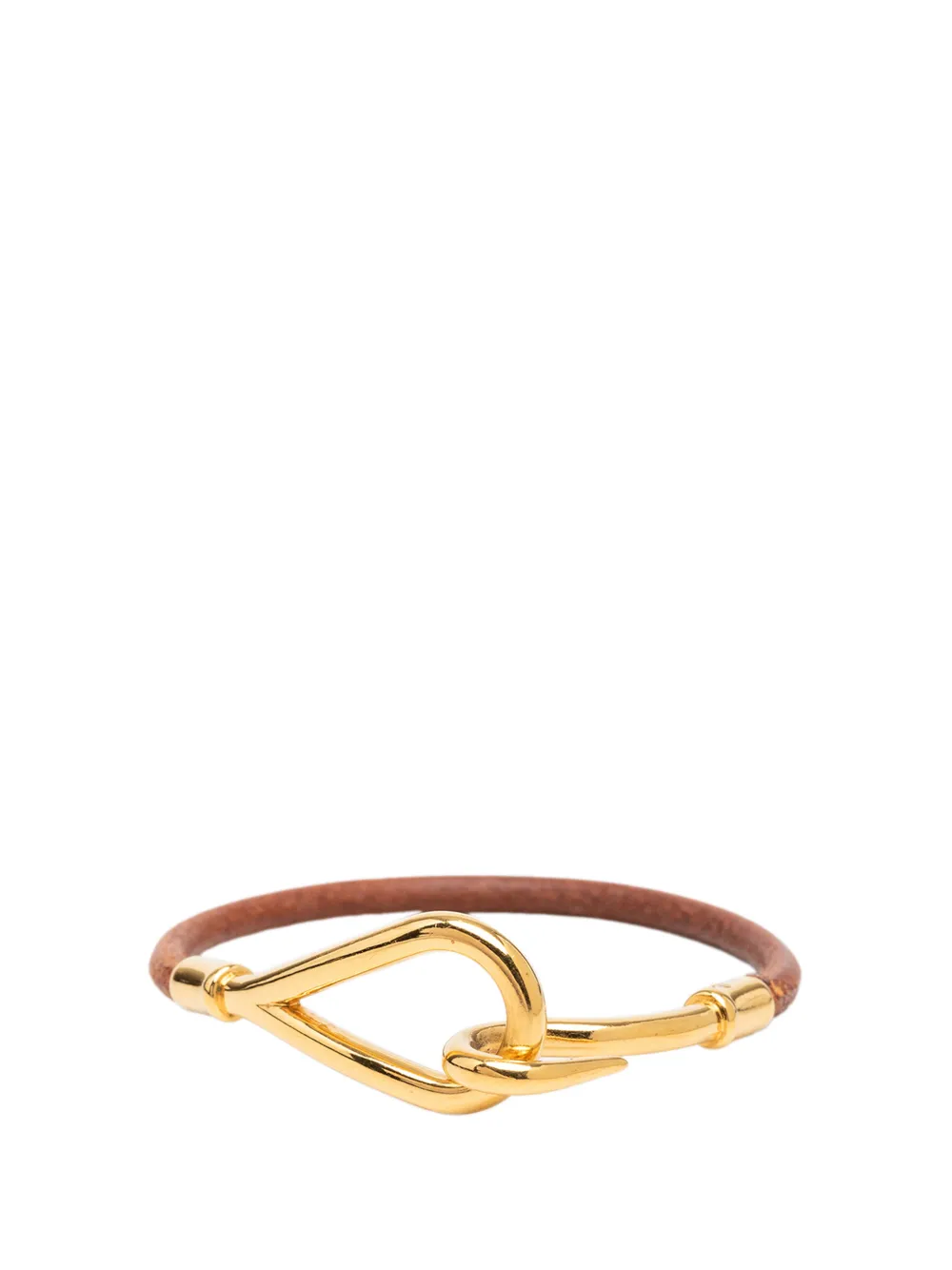 Hermès Pre-Owned Bracciale Jumbo in pelle con chiusura a gancio placcata oro 2000-2026 - Marrone