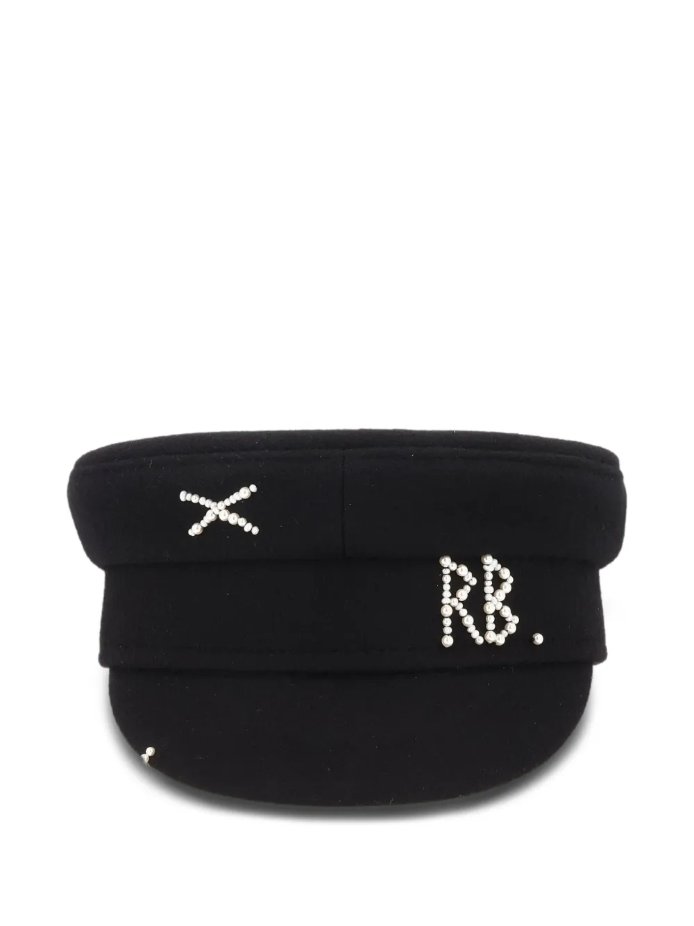 Ruslan Baginskiy pearl-embellished baker boy cap - Nero