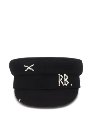 Ruslan Baginskiy Rhinestone Logo Breton Hat | Black | FARFETCH