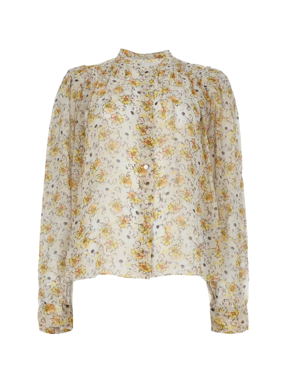 MARANT ÉTOILE floral-print smocked blouse - Neutrals