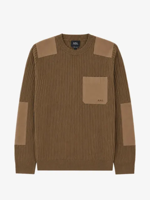 A.P.C. suéter tejido de canalé con paneles