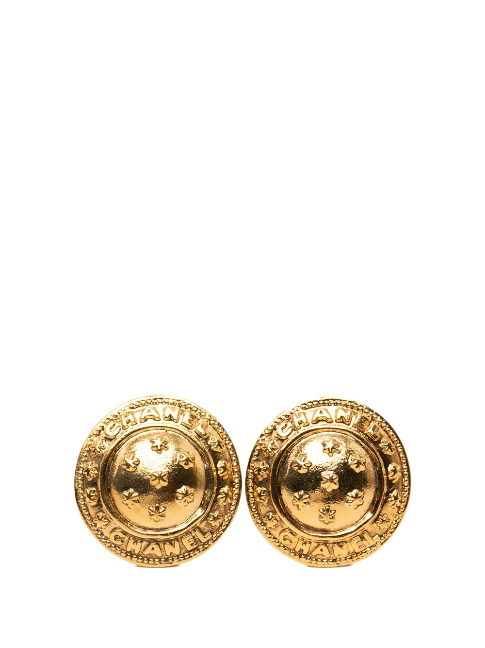 CHANEL Pre-Owned Orecchini tondi a clip con placcatura oro 1970-1980