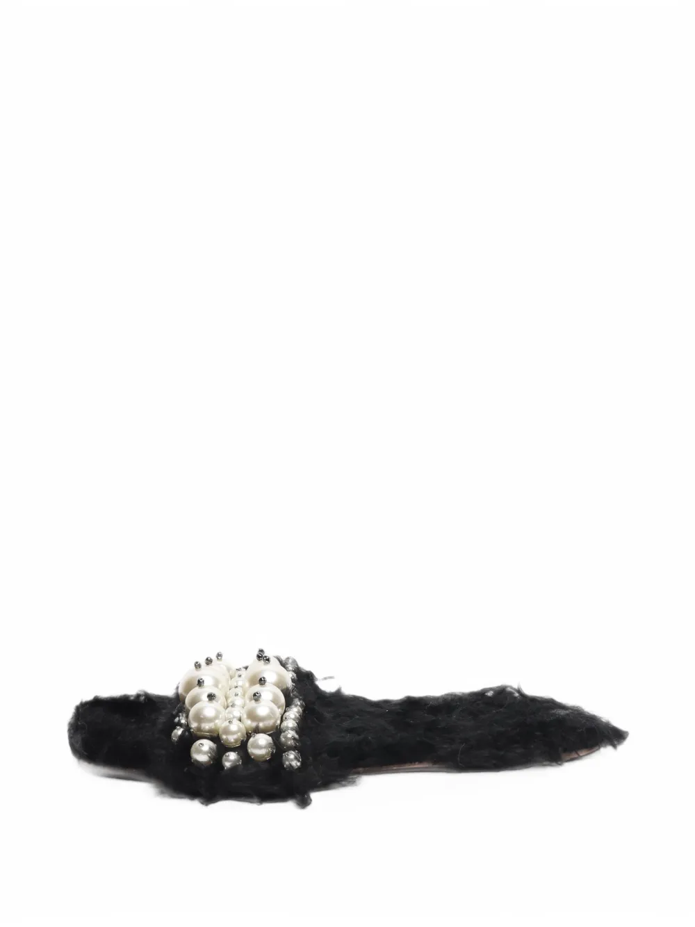 Miu Miu Pre-Owned embellished faux-fur sandals - Schwarz