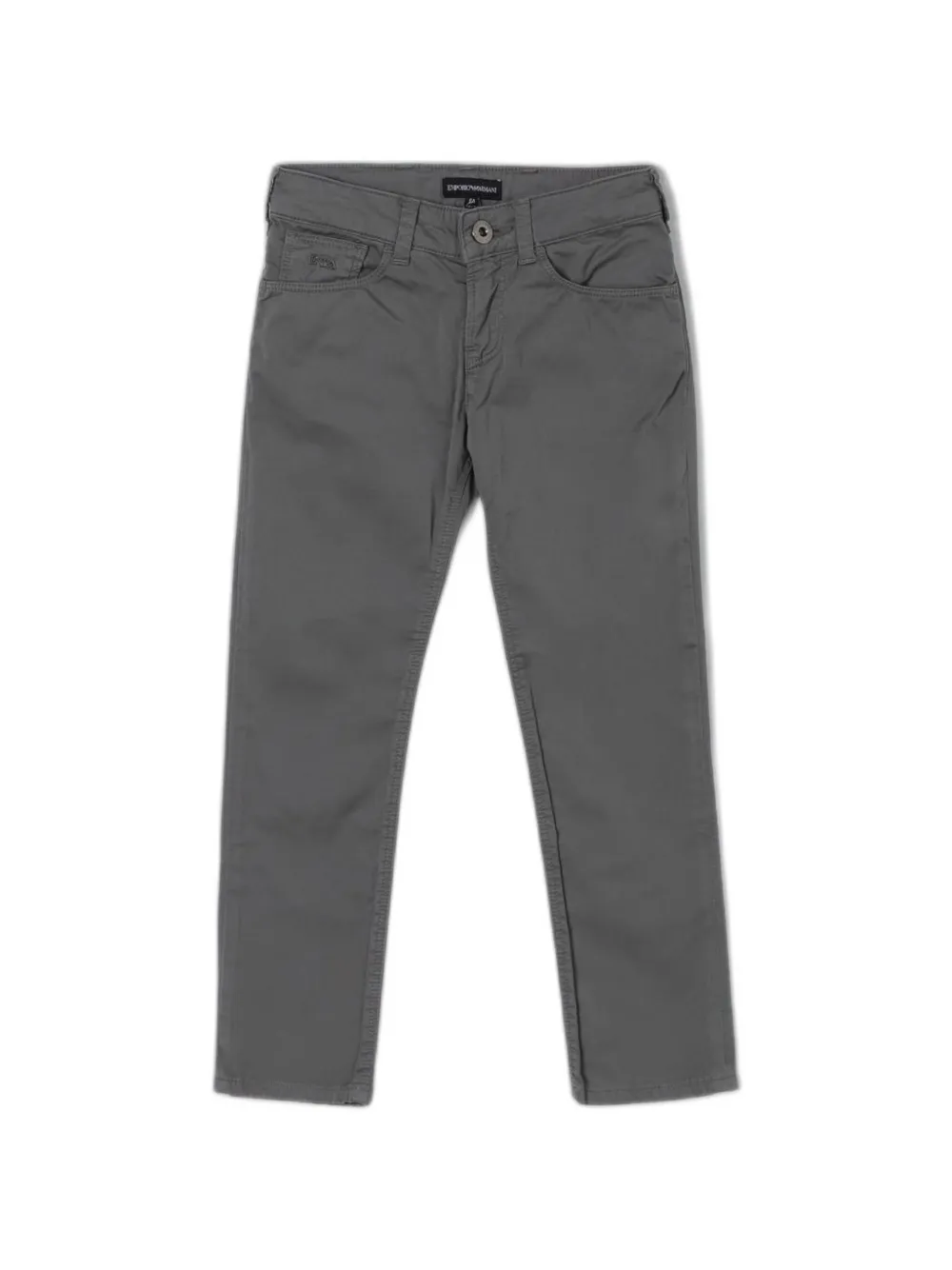 Emporio Armani Kids belt-loop logo-plaque trousers - Grigio