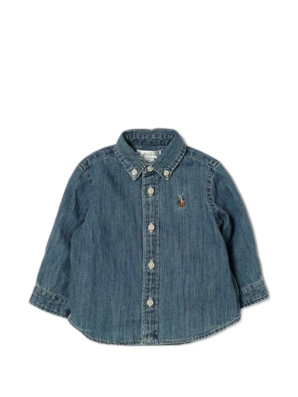 POLO RALPH LAUREN KIDS embroidered-logo denim shirt - Blau