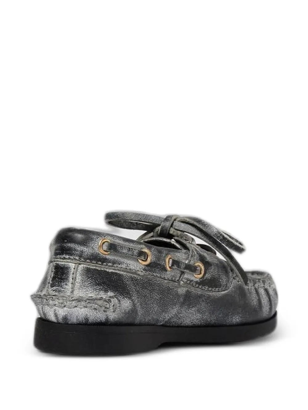 Golden Goose Kids Cruise distressed-leather boat shoes Grijs