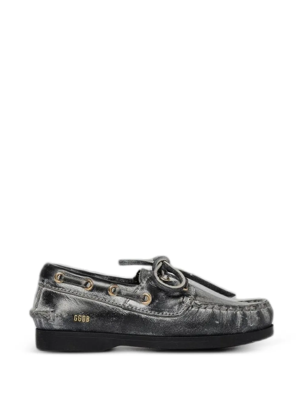 Golden Goose Kids Cruise distressed-leather boat shoes - Grigio
