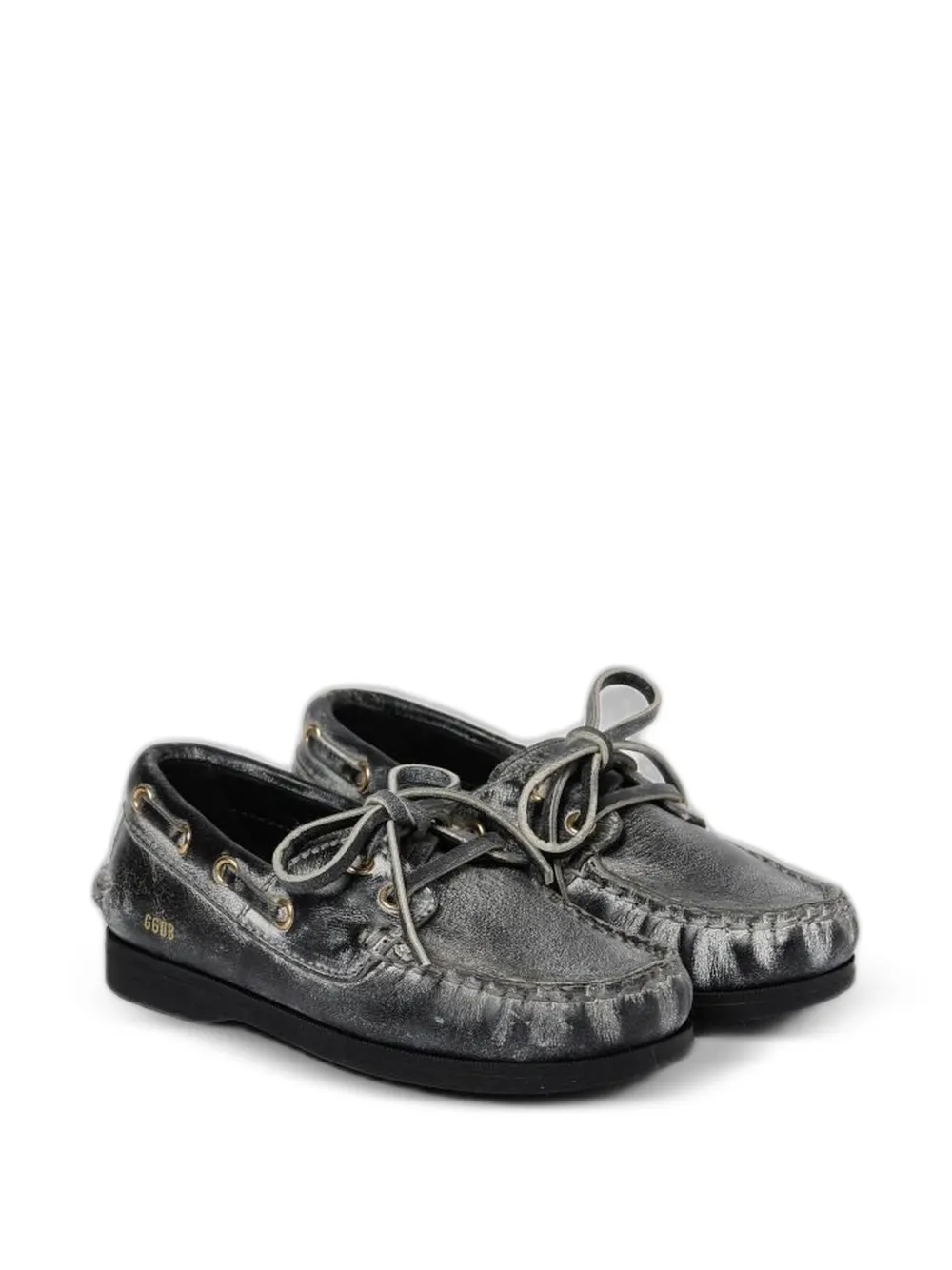 Golden Goose Kids Cruise distressed-leather boat shoes Grijs