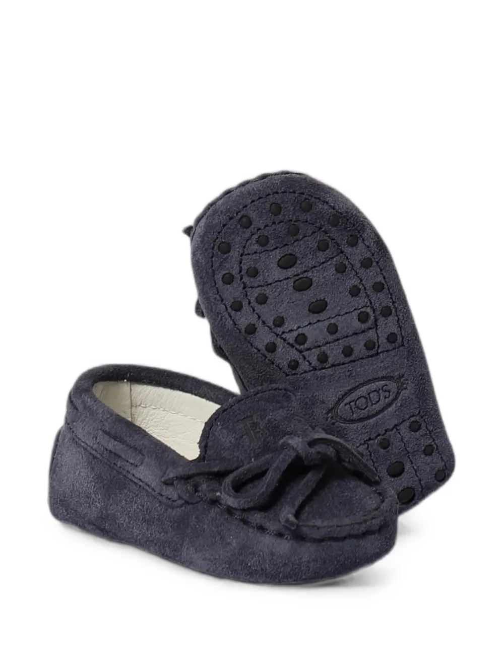 Tod's Kids Gommino bow-detail suede loafers Blauw