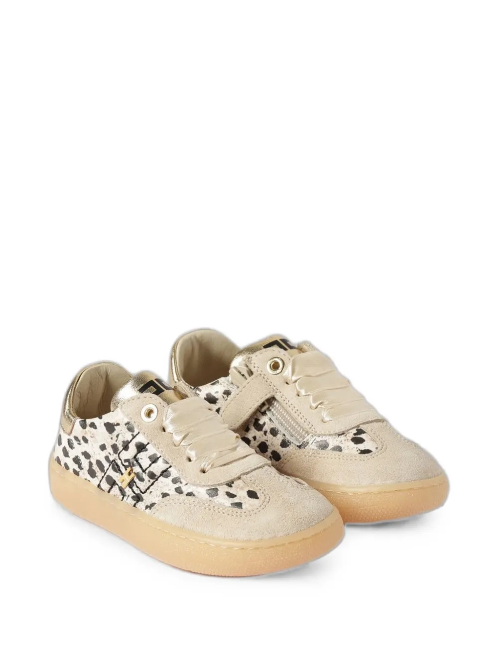 Elisabetta Franchi Kids animalier-print leather sneakers Beige