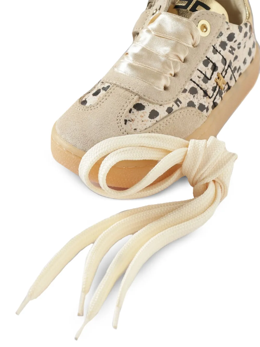 Elisabetta Franchi Kids animalier-print leather sneakers Beige