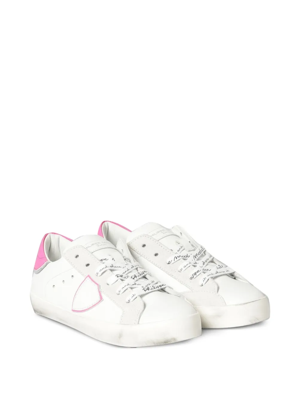 Philippe Model Paris Prsx distressed-effect logo-patch sneakers Wit