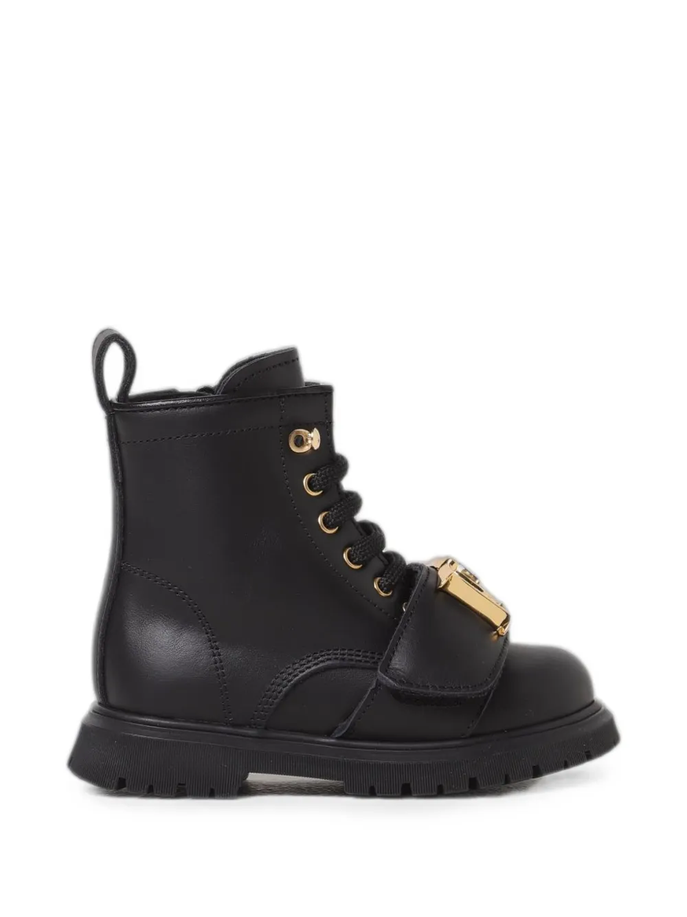DSQUARED2 KIDS logo-plaque leather ankle boots - Nero