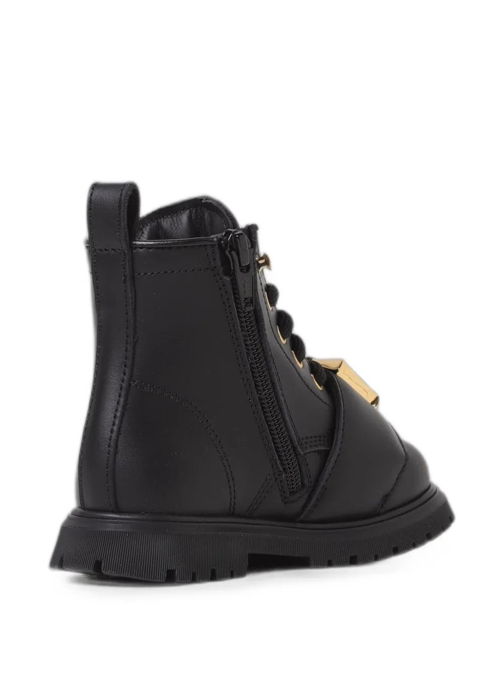 DSQUARED2 KIDS logo-plaque leather ankle boots Zwart